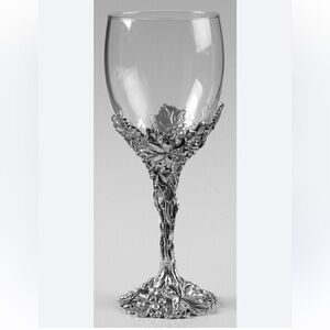 Vintage Set of 2 Arthur Court Silver Decorative Wine Grapevine Glasses